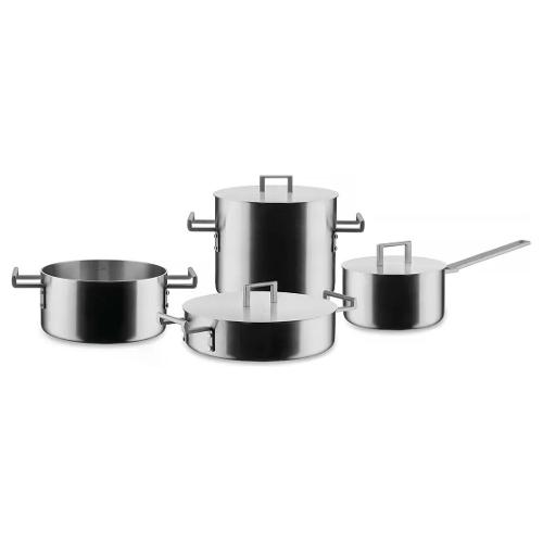 Alessi Batteria pentole Inox 7 pz CONVIVIO Cromo spazzolato DC100S7
