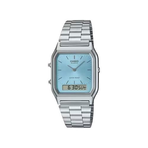 Casio Orologio VINTAGE Edgy Silver e Blue AQ 230A 2A1MQYES