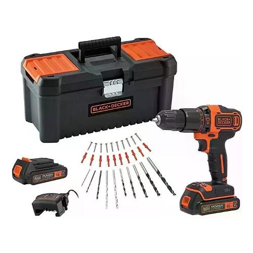 Black & Decker Trapano percussione 2 batterie 18V 1,5Ah BDCHD18C2TA