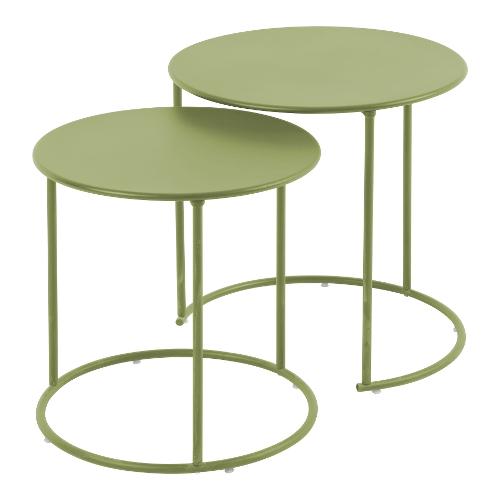 Amicasa Set tavolini esterno acciaio ZURIGO Verde salvia