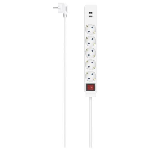 Multipresa tavolo 5 uscite; 2 prese USB Con Interruttore Bianco 00223183