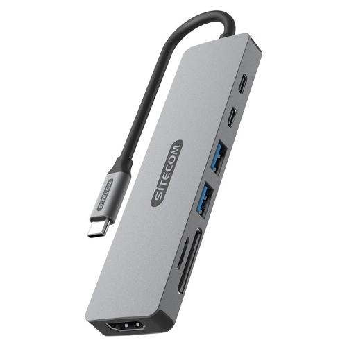Sitecom HUB 7 in 1 USB C Power Delivery Grey CN 5504
