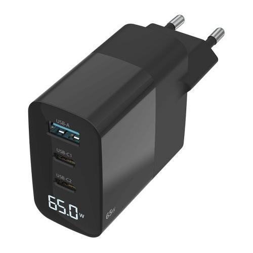 Sitecom Caricabatterie USB Type-A, USB Type-C 65W GaN Power Delivery LED display Black CH 1002
