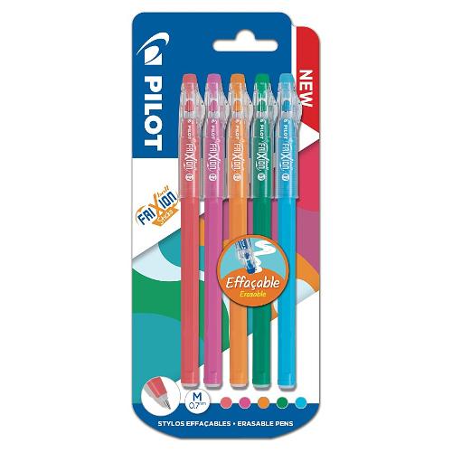 Pilot Set penne cancellabili roller cappuccio 5 pz tratto Medio - 0,7 mm Ball Sticks FRIXION Colori pastel assortiti gel 3800303