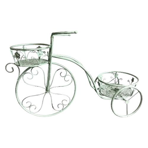 Amicasa Porta piante Bici 2 posti (63x25x47 cm) Verde salvia anticato