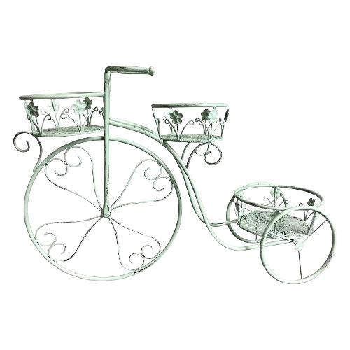 Amicasa Porta piante Bici 3 posti (74x37x57 cm) Verde salvia anticato