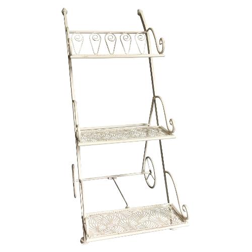 Amicasa Porta piante carrello 3P (37x49x81 cm) Bianco anticato