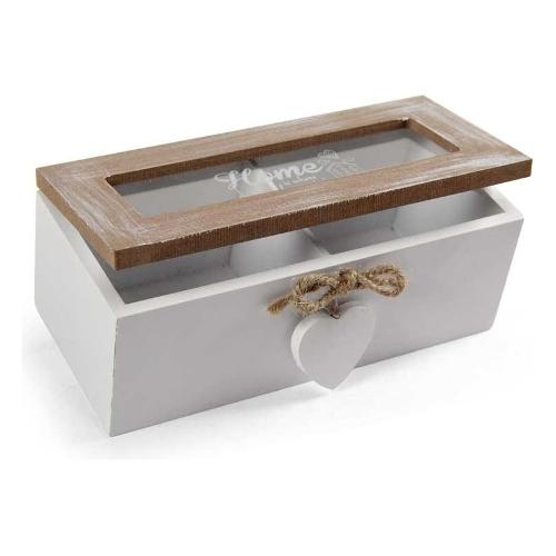 Gicos Porta bustine 2 scomparti LEGNO&DISEGNO (18x8x7cm) Bianco e Legno 857058