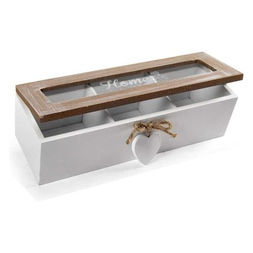 Gicos Porta bustine 3 scomparti LEGNO&DISEGNO (24x8x7cm) Bianco e Legno 857065