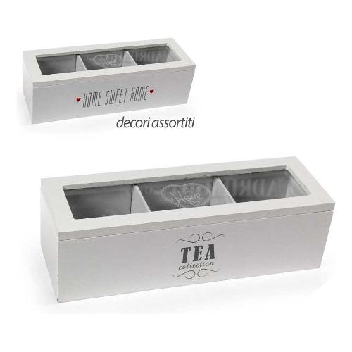 Gicos Porta bustine Legno 3 scomparti LEGNO&DISEGNO (24x8x7cm) Assortito 857157