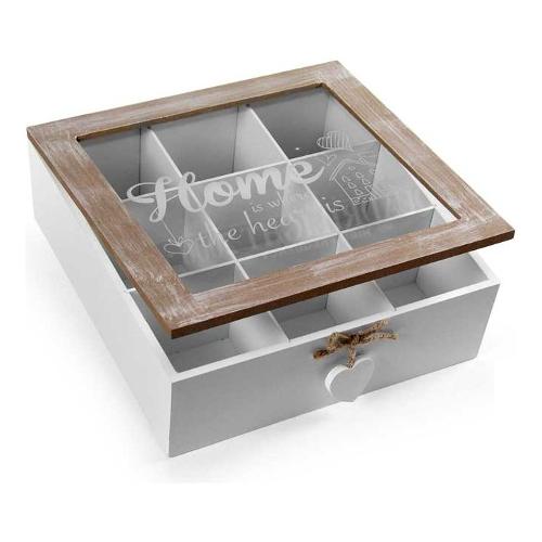 Gicos Porta bustine Legno 9 scomparti LEGNO&DISEGNO (24x27x9cm) Bianco e Legno 857096