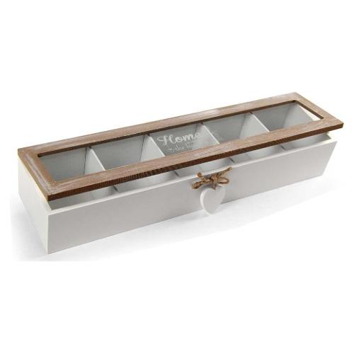 Gicos Porta bustine 5 scomparti LEGNO&DISEGNO (41x10x7cm) Bianco e Legno 857089