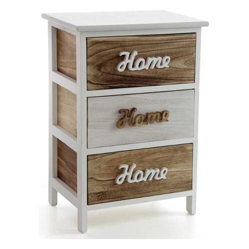 Gicos Cassettiera 3 Cassetti Bianco e Marrone (40cm)