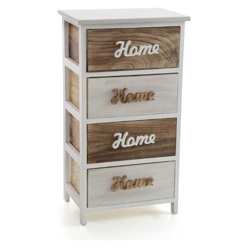 Gicos Cassettiera 4 Cassetti Bianco e Marrone (40cm)