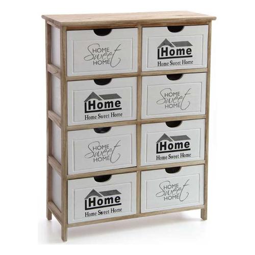 Gicos Cassettiera 8 Cassetti Bianco e Marrone (65cm)