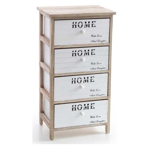 Gicos Cassettiera 4 Cassetti Bianco e Marrone (40cm)