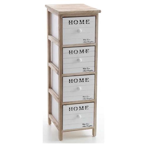 Gicos Cassettiera 4 Cassetti Bianco e Marrone (25cm)