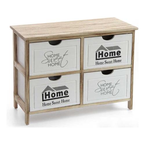 Gicos Cassettiera 4 Cassetti Bianco e Marrone (65cm)