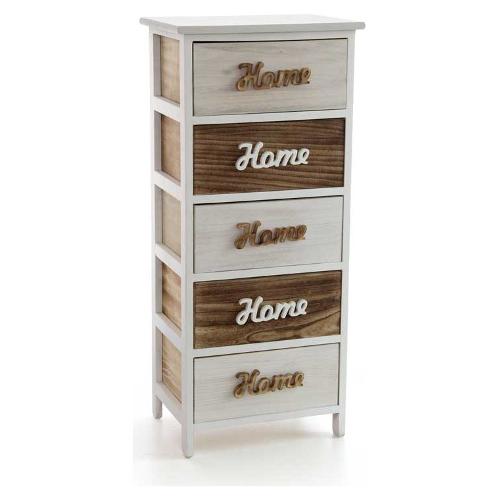 Gicos Cassettiera 5 Cassetti Bianco e Marrone (40cm)