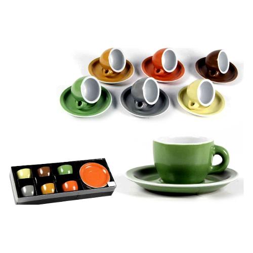 Gicos Set tazzine caffè con piatto 6 pz (88ml) Colori assortiti 669224