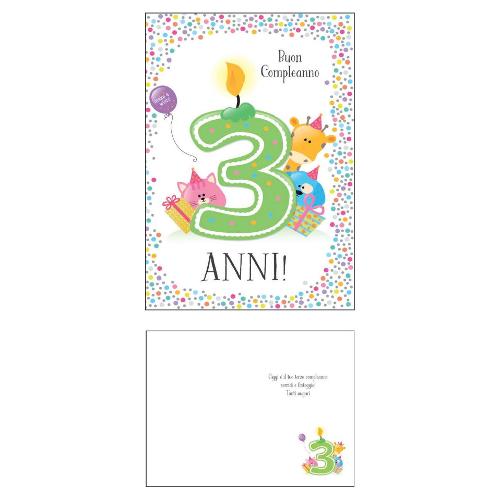 Marpimar Biglietto auguri Compleanno 3 Anni (11,8x16,8 cm) 21TS58