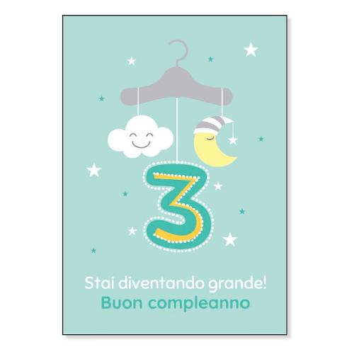 Marpimar Biglietto auguri Compleanno 3 Anni (11,8x16,8 cm) 21NU119