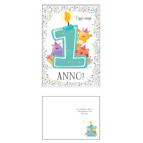 Biglietto auguri Compleanno 1 Anno 11,8 x 16,8 cm 21TS56