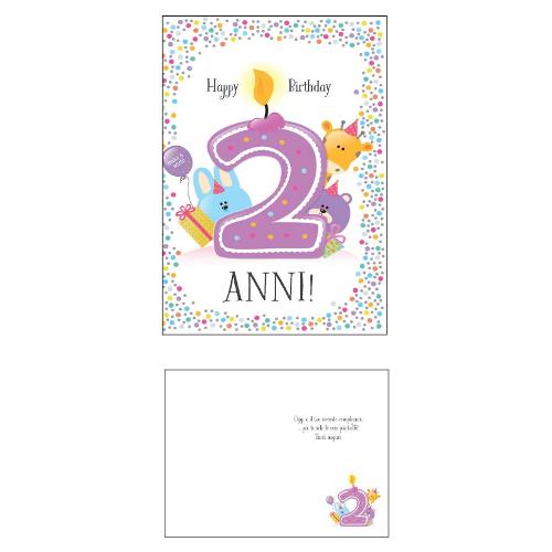 Marpimar Biglietto auguri Compleanno 2 Anni (11,8x16,8 cm) 21TS57