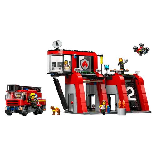 LEGO City Fire caserma dei pompieri, con garage, camion ed