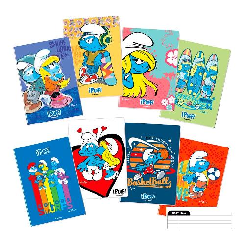 Blasetti Quaderno righe A per 1° e 2° elementare A4 PUFFI assortito 8528