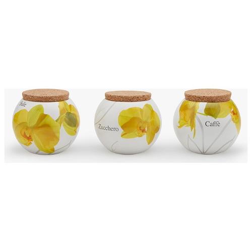 Ceramiche Viva Set barattoli 3 pz Boop Sale, Zucchero e Caffè (13x12,5cm) ORCHIDEA GIALLA T0809108
