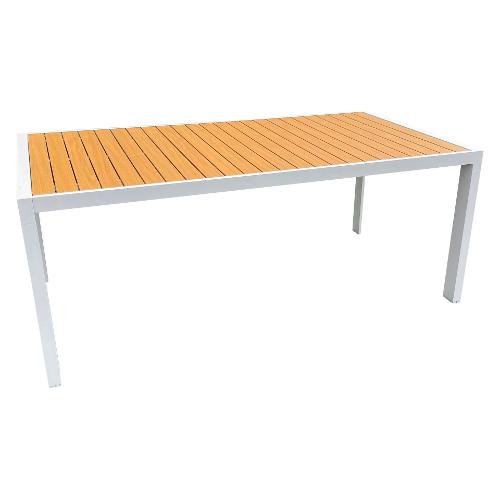 Amicasa Tavolo da esterno alluminio ISCHIA Allungabile Bianco opaco e Brown (189-249x100x75cm) LY AT 002