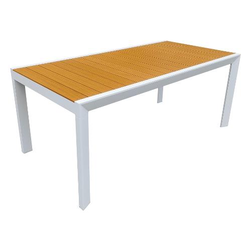 Amicasa Tavolo da esterno alluminio ISCHIA Fisso Bianco opaco e Brown (180x90x75cm) LY AT 048