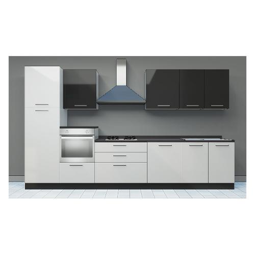 Forma 2000 PERLA Sx Cucina Bianco ottico e Grigio pepe lucido (360cm)