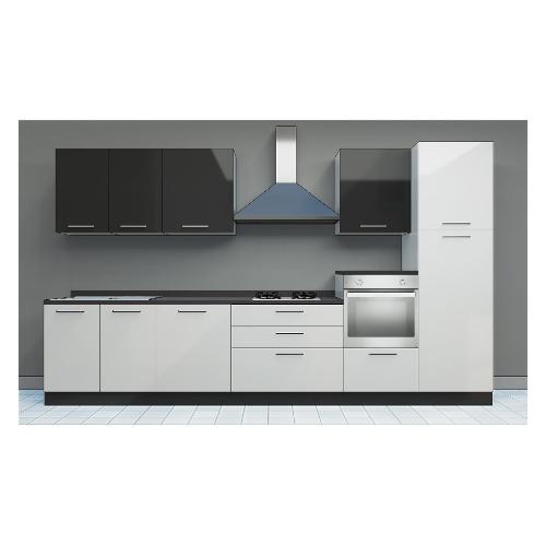 Forma 2000 PERLA Dx Cucina Bianco ottico e Grigio pepe lucido (360cm)