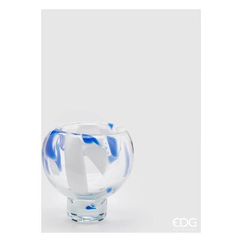 Edg Vaso Vetro (14x14,5cm) MACULA Bianco e Blu 107679 83