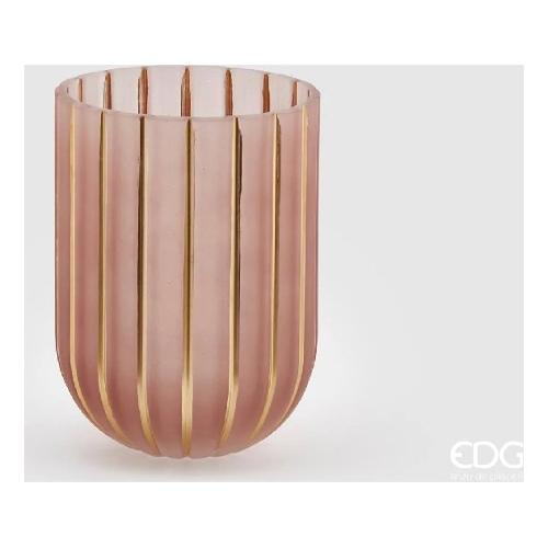 Edg Vaso Vetro (15x20cm) RIGHE ORO Rosa 107504 51