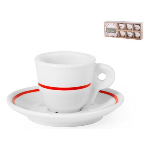 Cpo Set tazzine caffè con piatto 6 pz (65ml) Bianco e Rosso 7077800