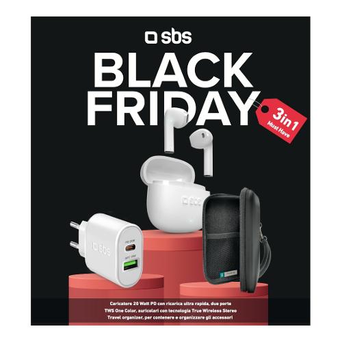 Sbs Auricolari microfono bluetooth 3in1 Black Friday Bianco KITSBS2023