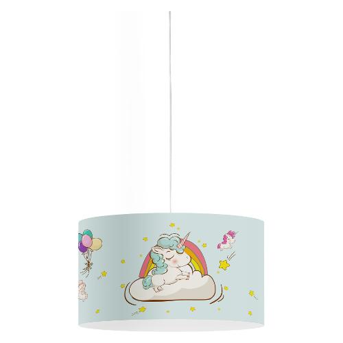Linea Zero Sospensione DECOKIDS Unicorno fantasy (40x80cm) 908 XXL DK UFAN 1 luce - E27 - Max 30W