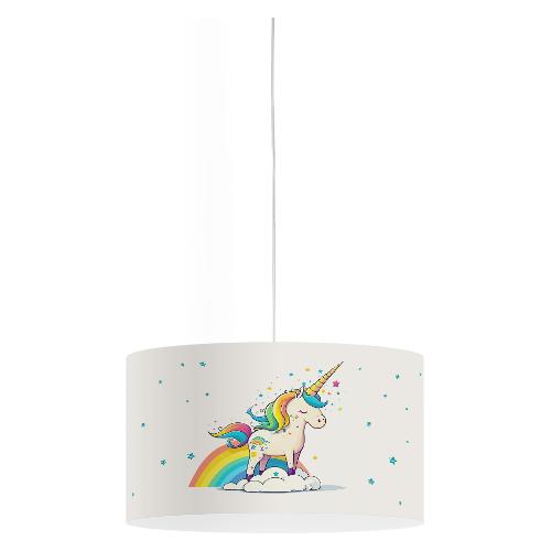 Linea Zero Sospensione DECOKIDS Unicorno arcobaleno (40x80cm) 908 XXL DK UARC 1 luce - E27 - Max 30W