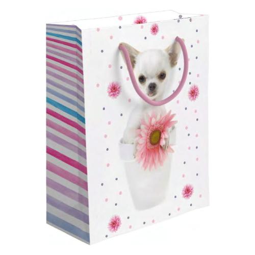 Marpimar Shopper regalo (18,5x10x23 cm) DOG Bianco e Rosa PLD51