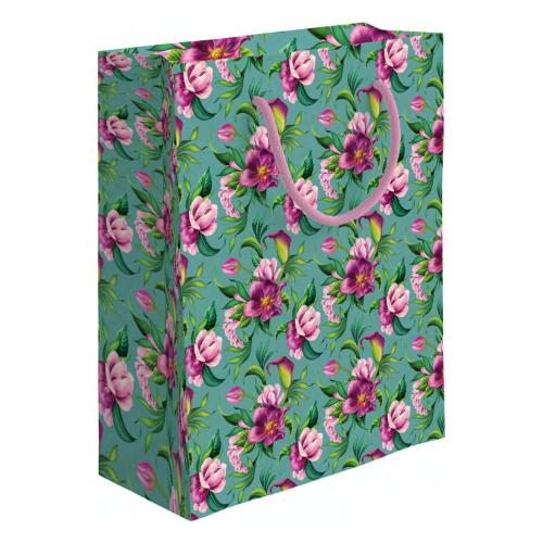 Marpimar Shopper regalo (31,5x12x45cm) FLOWER Verde e Rosa PLD52