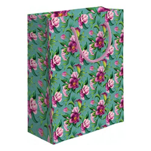 Marpimar Shopper regalo (26x12x32cm) FLOWER Verde e Rosa PLD53