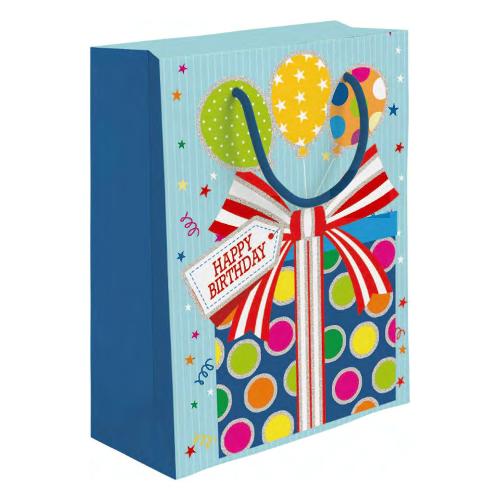 Marpimar Shopper regalo (31,5x12x45 cm) Happy Birthday Gift Azzurro multicolore PLD25