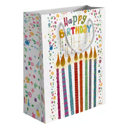 Marpimar Shopper regalo (18,5x10x23 cm) Happy Birthday Candles Bianco multicolore PLD18