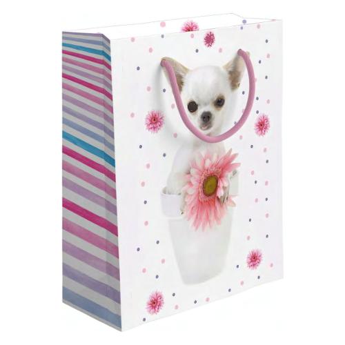 Marpimar Shopper regalo (26x12x32 cm) Dog Bianco e Rosa PLD50