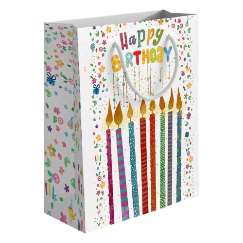 Marpimar Shopper regalo (31,5x12x45 cm) Happy Birthday Candles Bianco multicolore PLD16