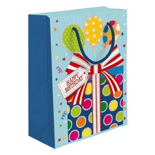 Marpimar Shopper regalo (26x12x32 cm) Happy Birthday Gift Azzurro multicolore PLD26