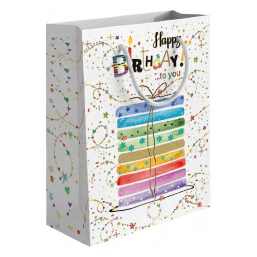Marpimar Shopper regalo (18,5x10x23 cm) CAKES BIRTHDAY  Bianco multicolore PLD03